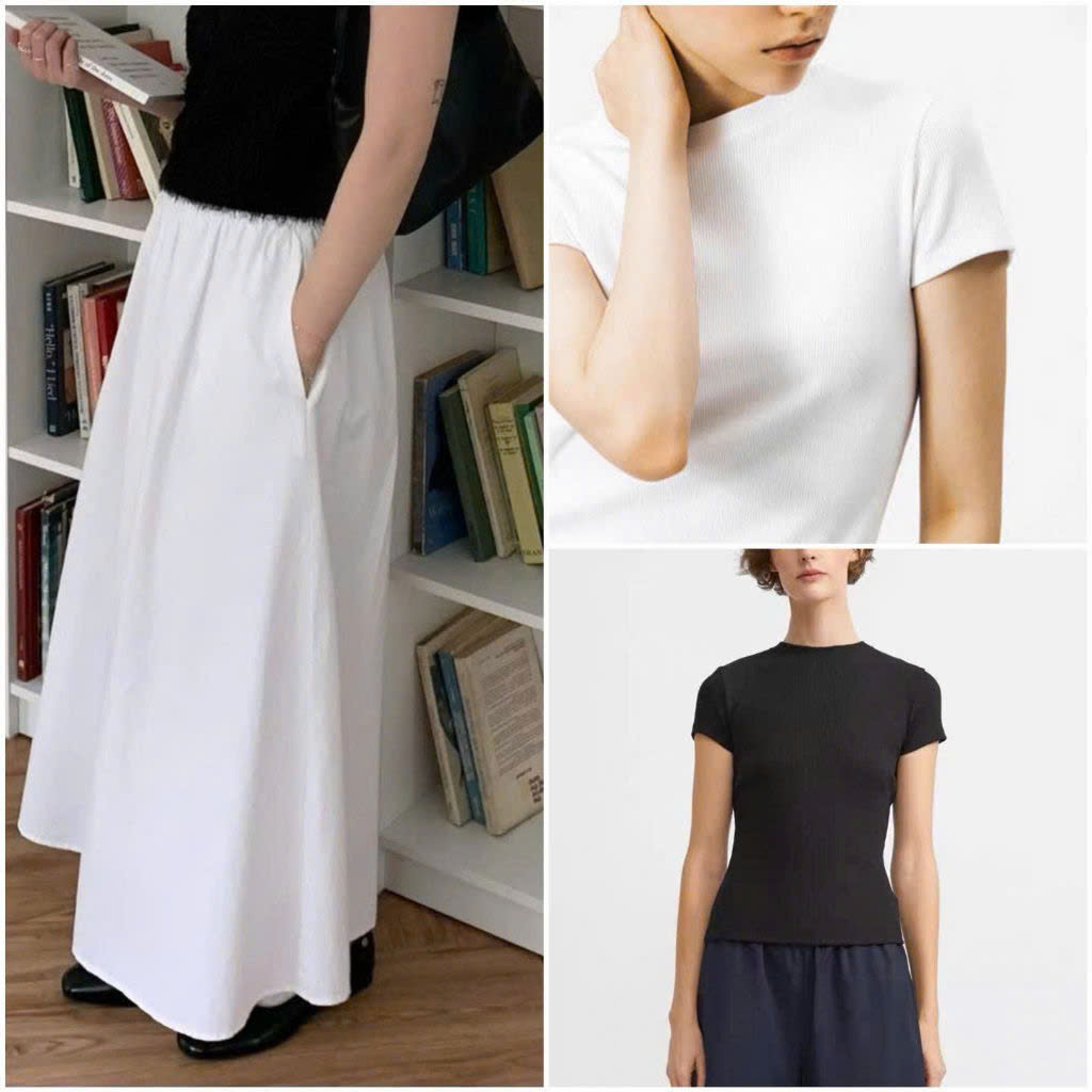 Chân váy midi Primark trắng