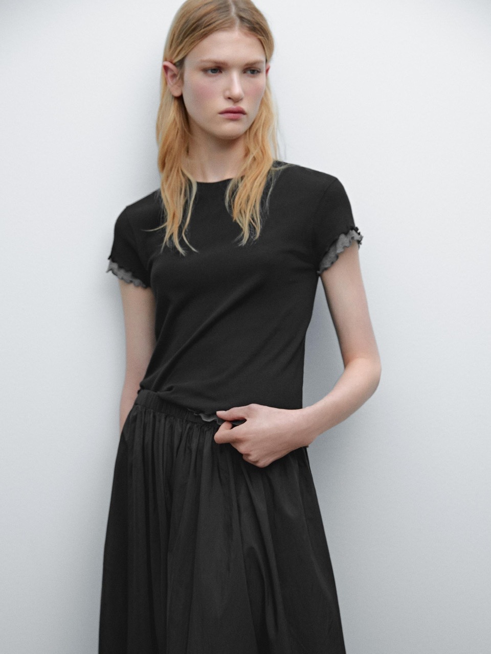 Tshirt Massimo Dutti cổ tròn 2 lớp
