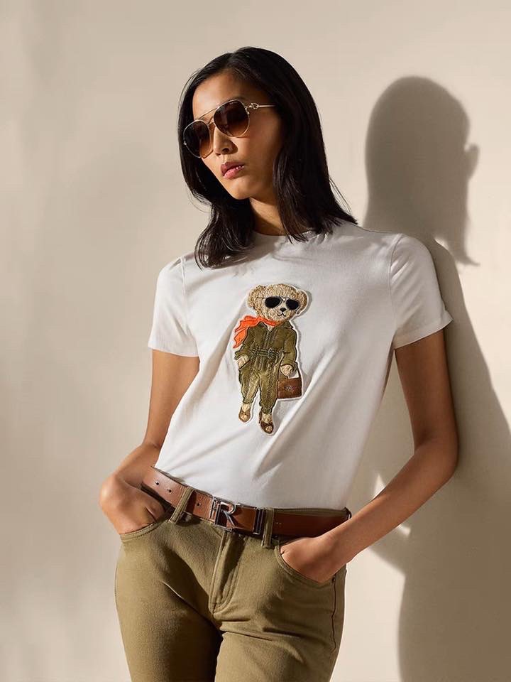 Áo thun cotton hình gấu Polo phi công