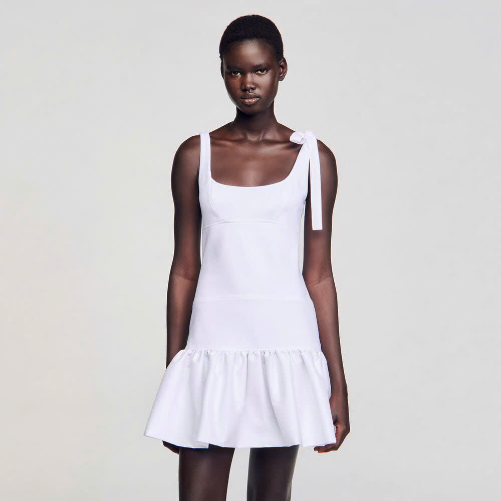 DUAL-MATERIAL SHORT DRESS