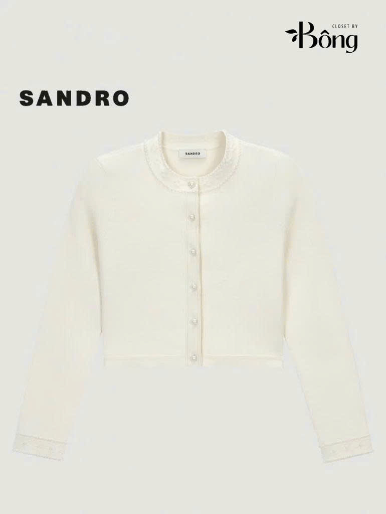 CDG Sandro dệt kim màu kem viền ngọc trai (2pcs)
