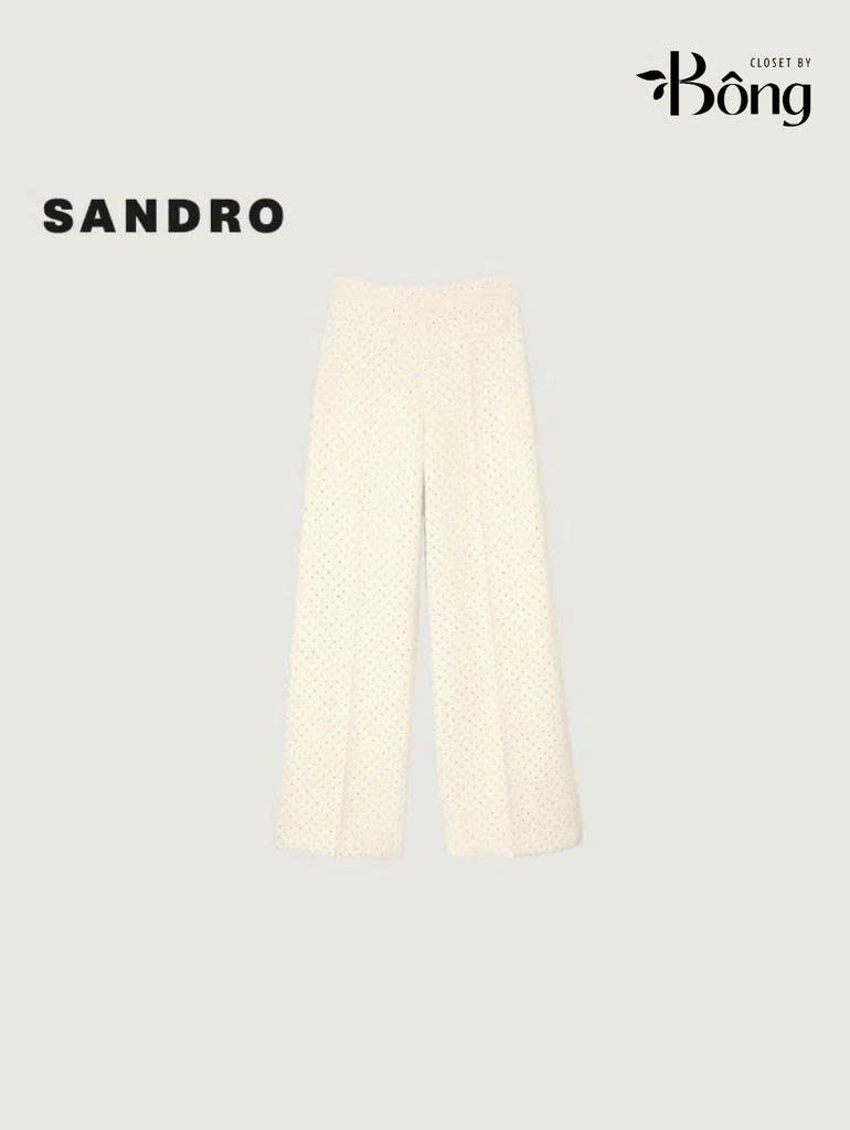 Quần suông Sandro bling màu kem (tách set)