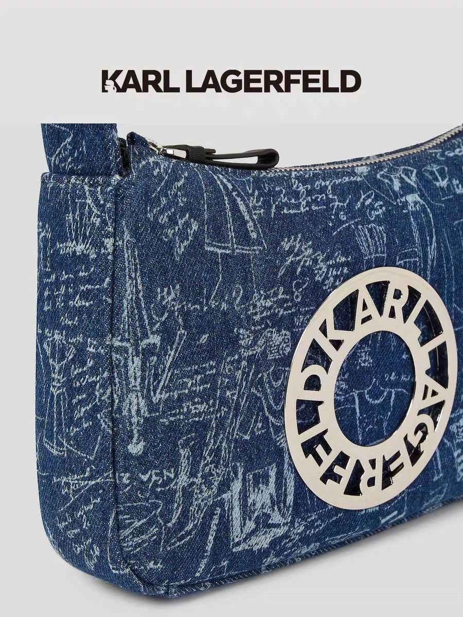 Túi Karl logo kim loại denim