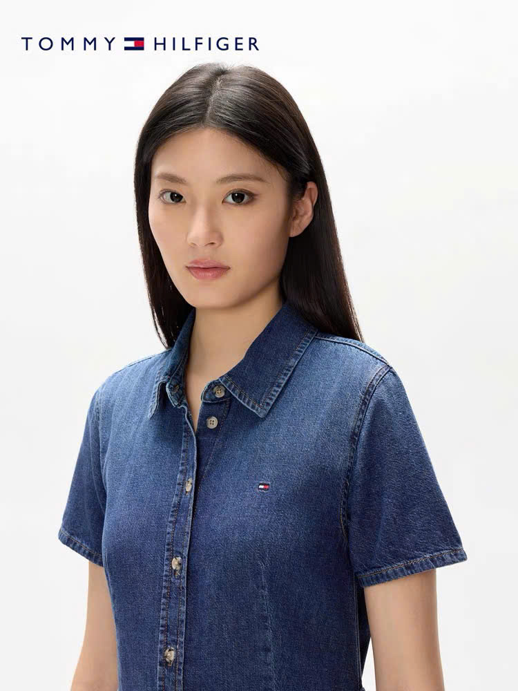 Váy denim Tommy cổ đức kèm belt