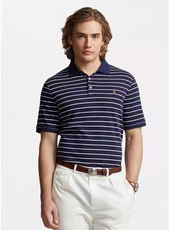 Áo Polo RL kẻ ngang cổ đức màu navy