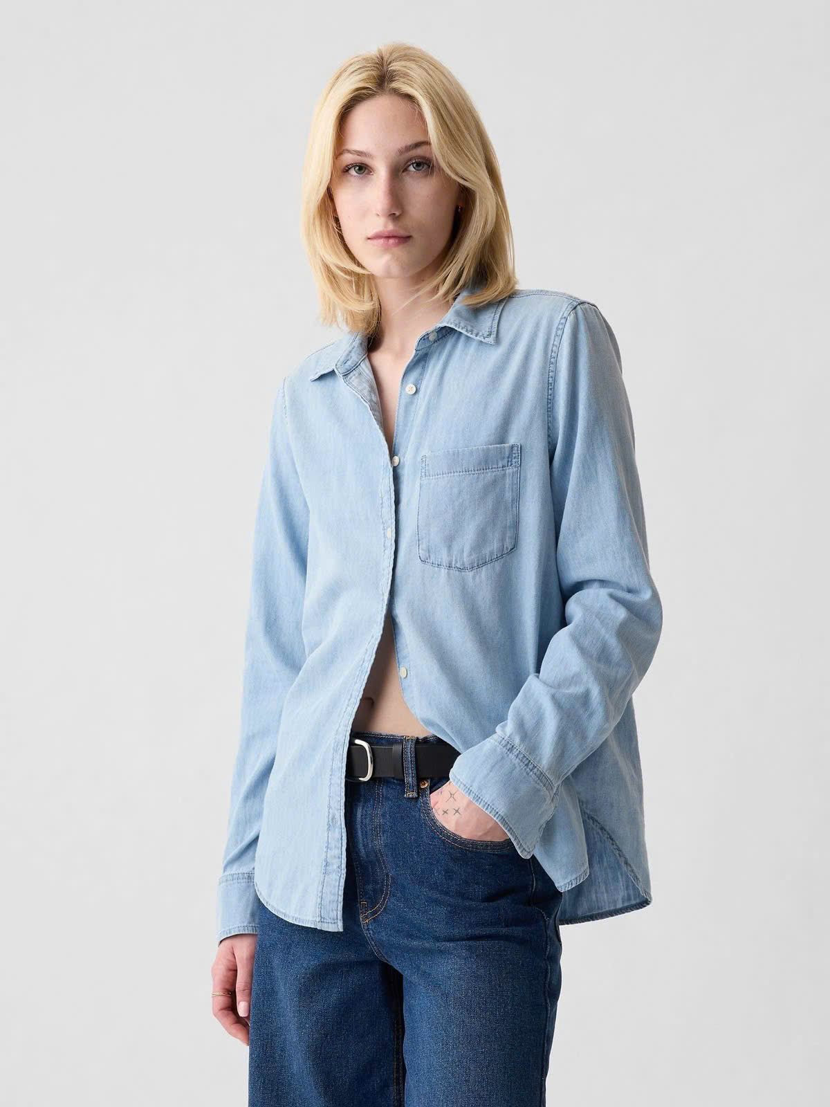 Sơ mi denim SUESS cổ đức