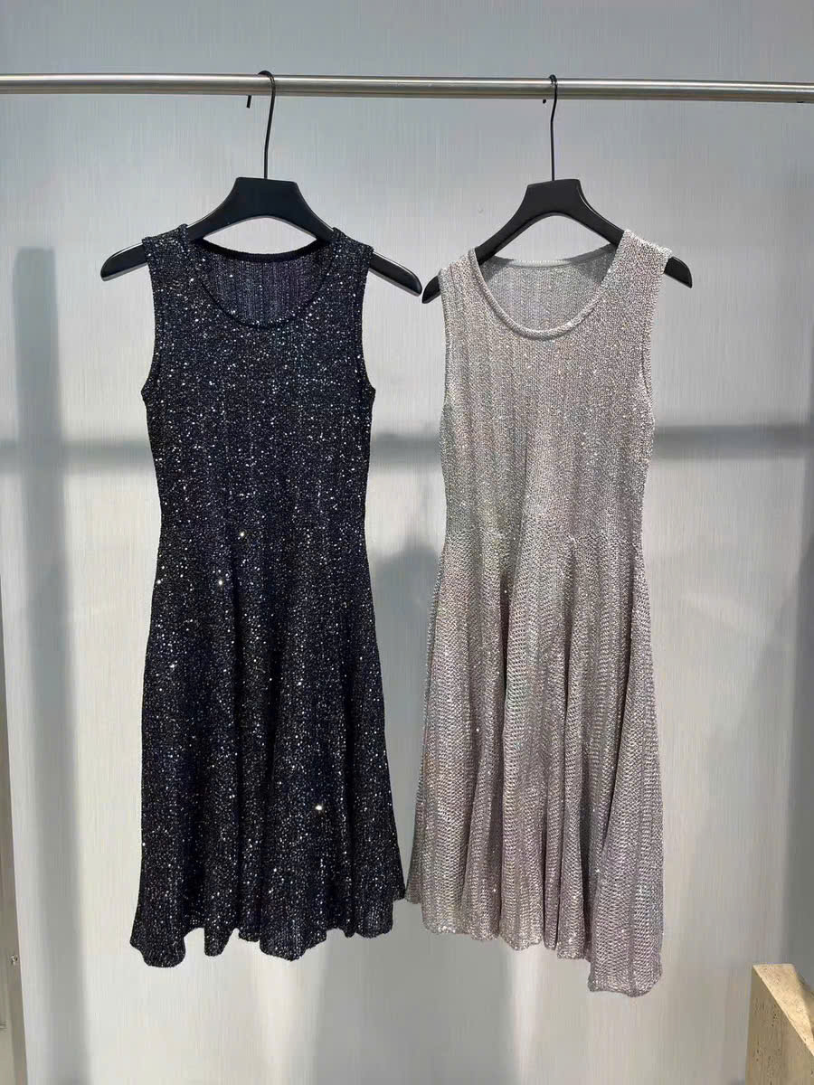 Váy len dệt ALAIA maxi đính hạt bling 2 màu