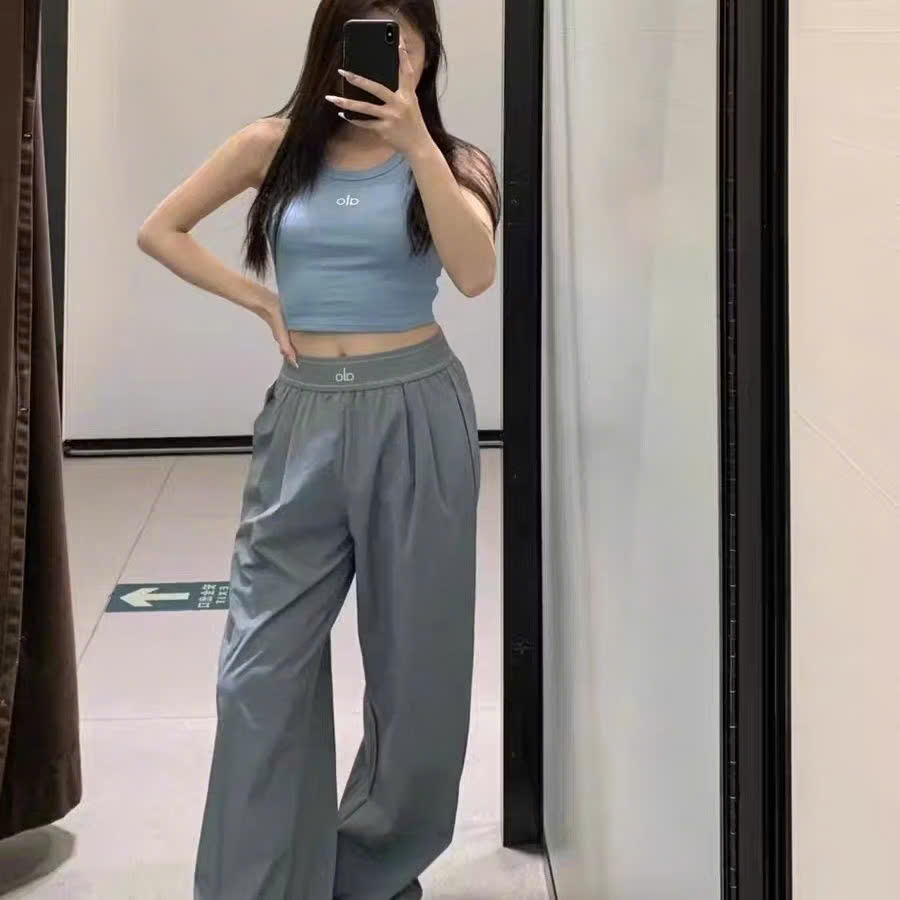Quần suông ALO cạp chun - Xanh dương