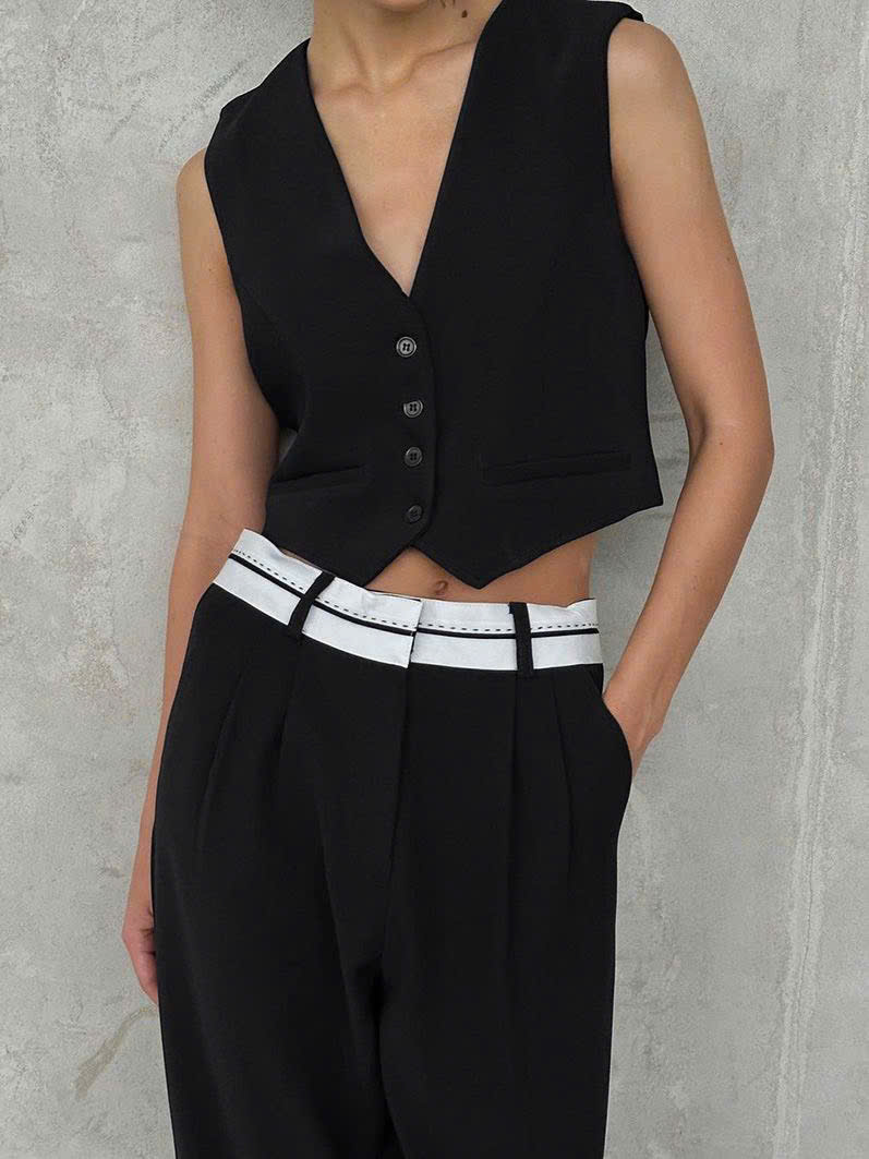 Quần Zara cạp trắng