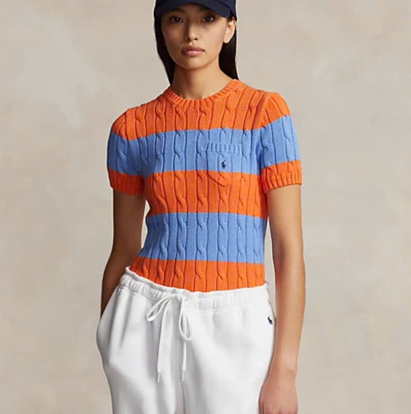 Áo polo cotton cổ tròn túi ngực