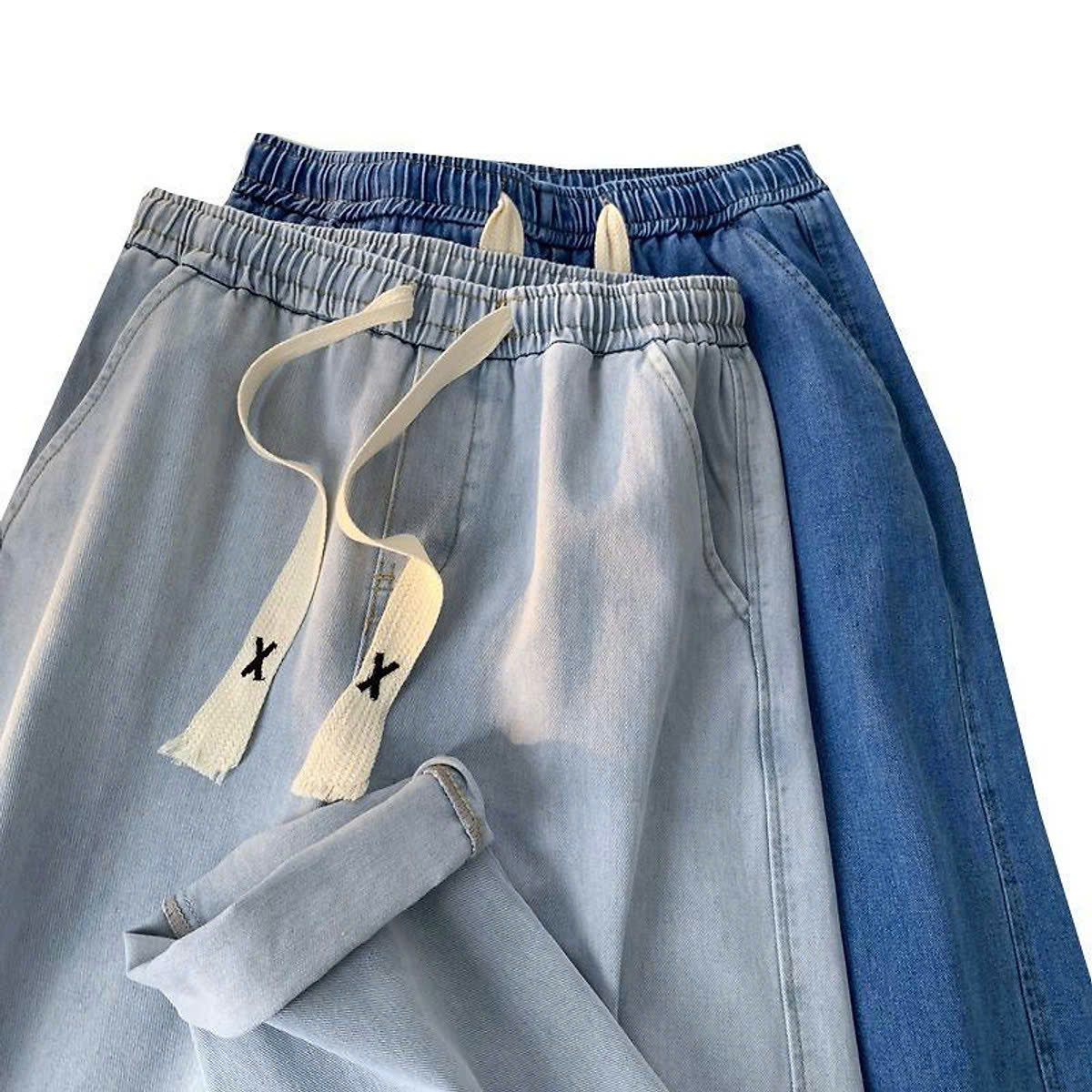 Quần denim ống rộng Mo&Co xanh nhạt