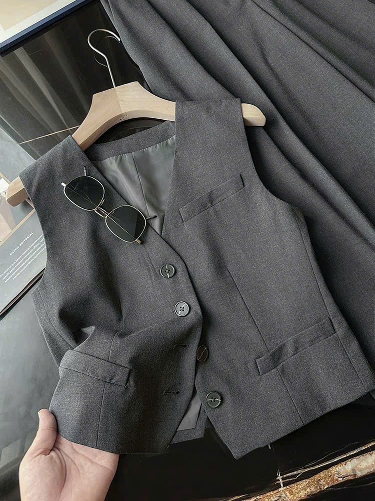 Gilet Theory màu ghi (set 3pcs tách set)