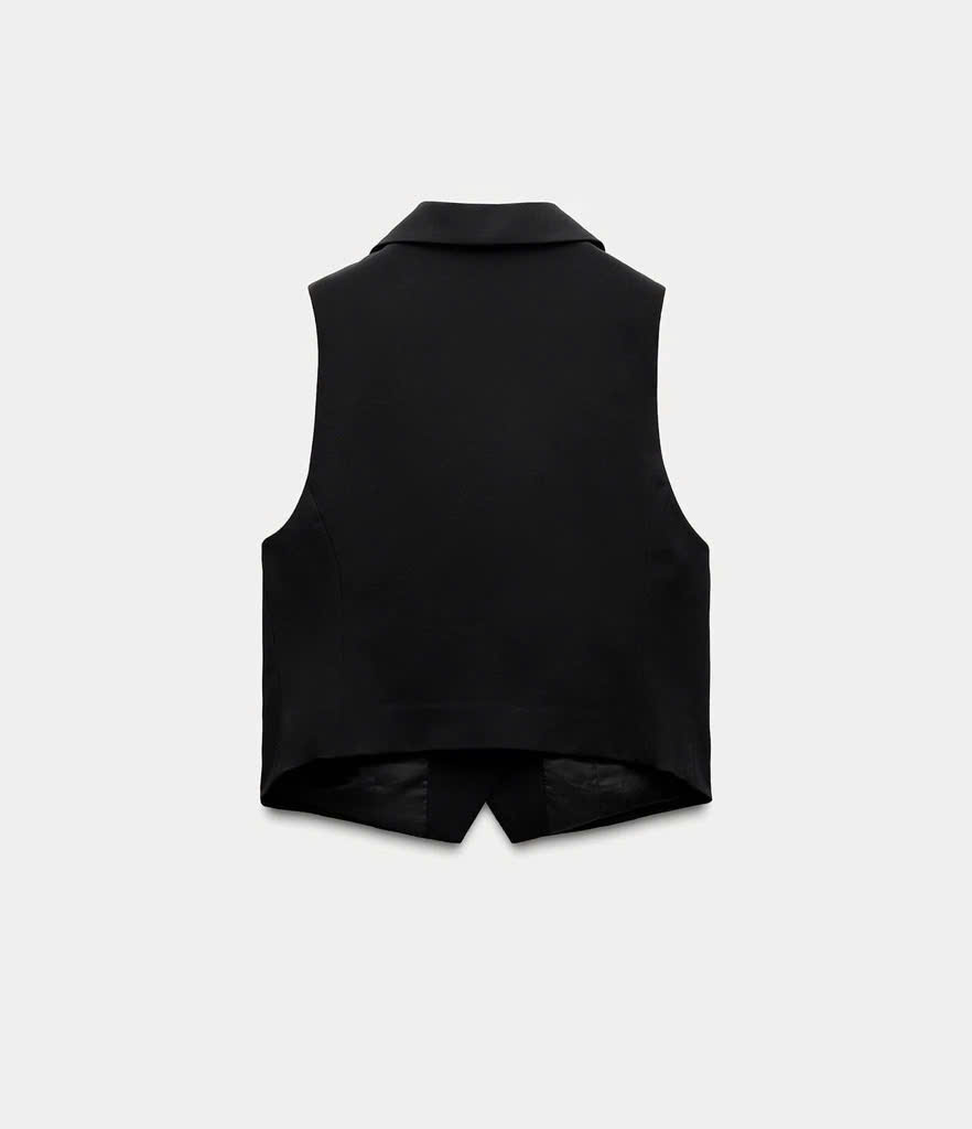 Gilett Zara đen cổ be 2 túi dư xịn