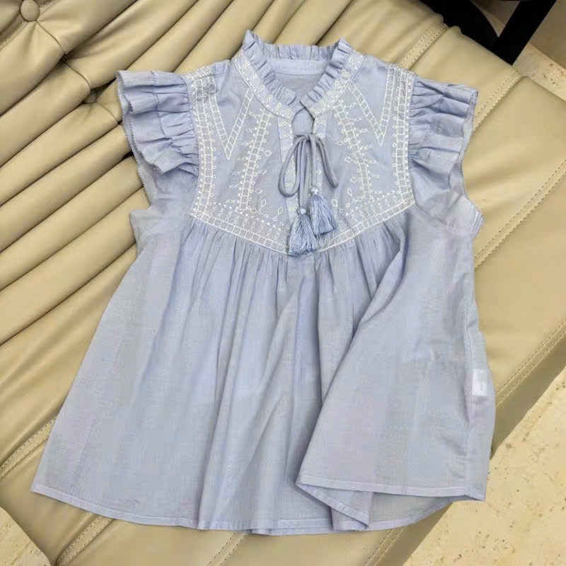 Áo sơ mi  BA&SH tay hến xanh blue