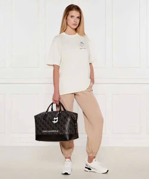Túi du lịch Karl Largerfeld ikon monogram large tote bag in leather
