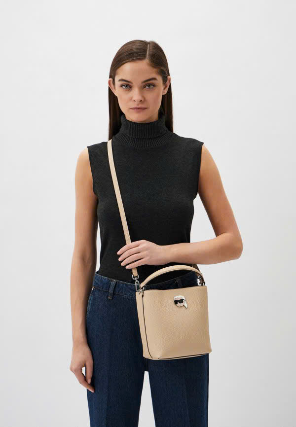 Túi Karl Largerfeld ikon pebble bucket bag in leather