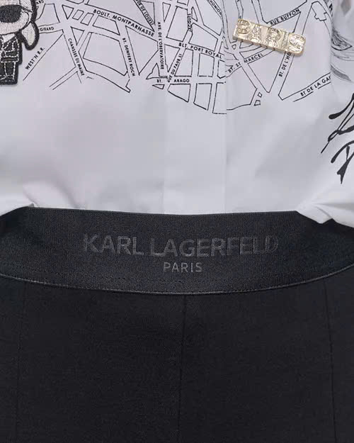 Quần Karl-Largerfeld đen xẻ trước cạp cao