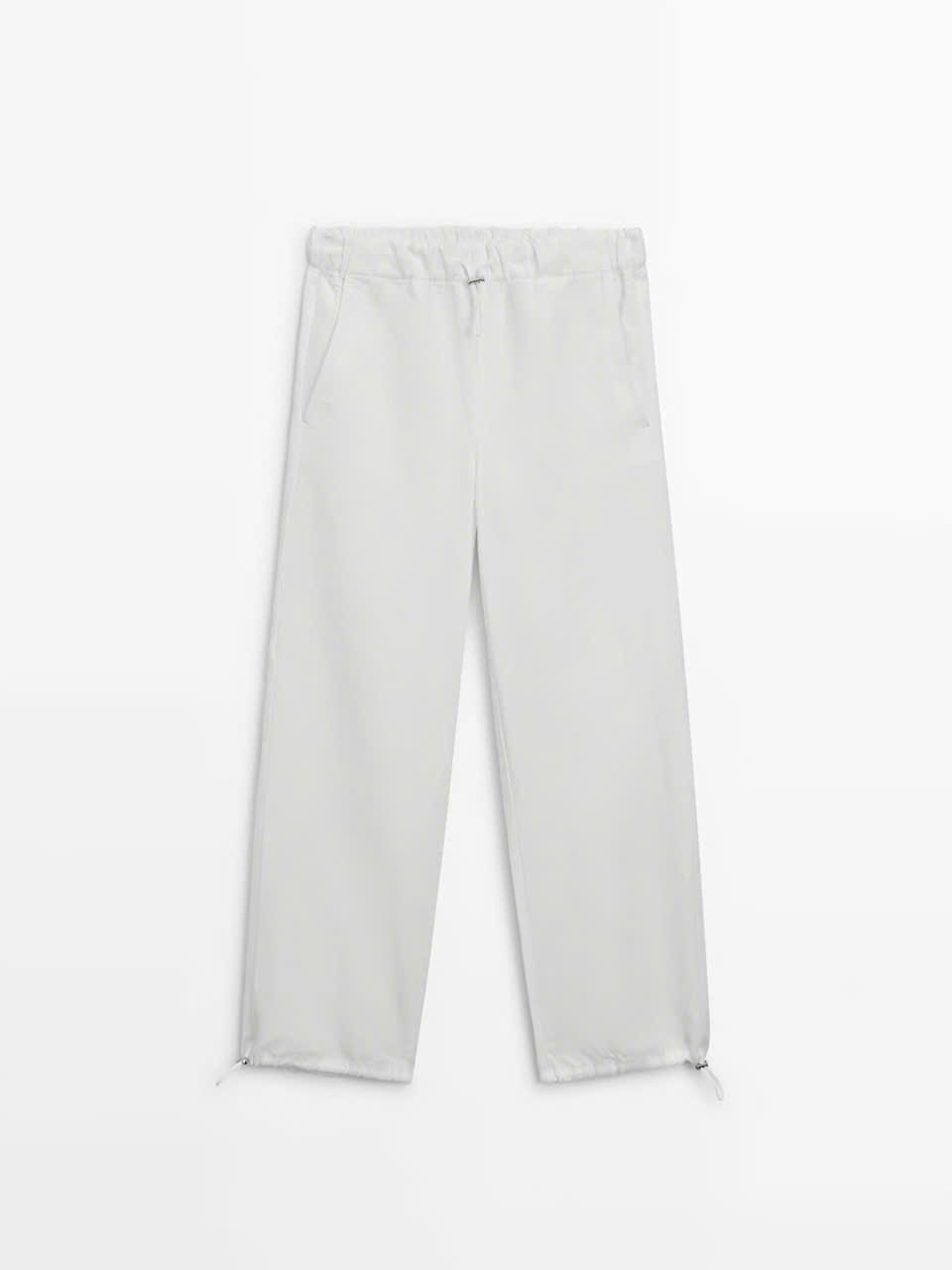 Quần suông Massimo Dutti trắng cạp chun
