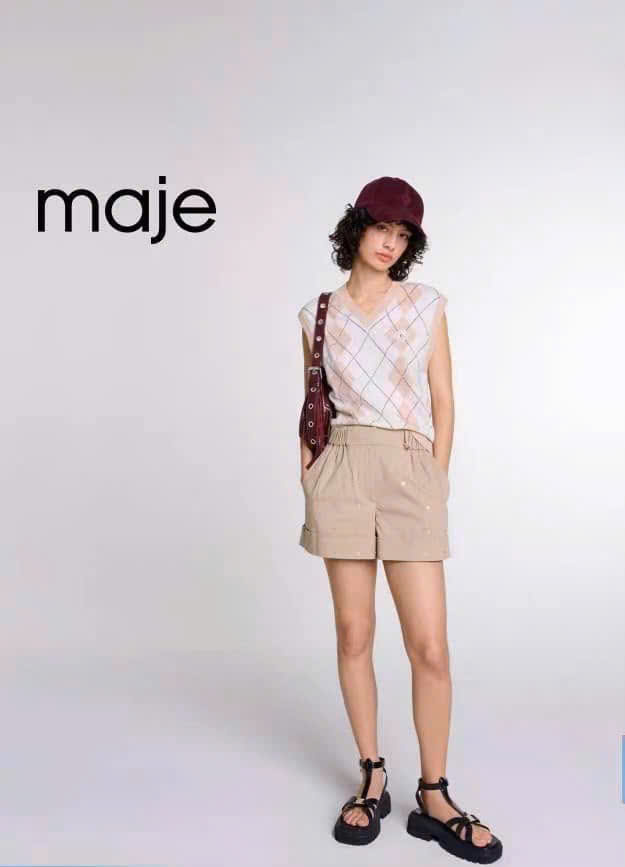 Gile Maje lông thỏ họa tiết thoi cổ tim