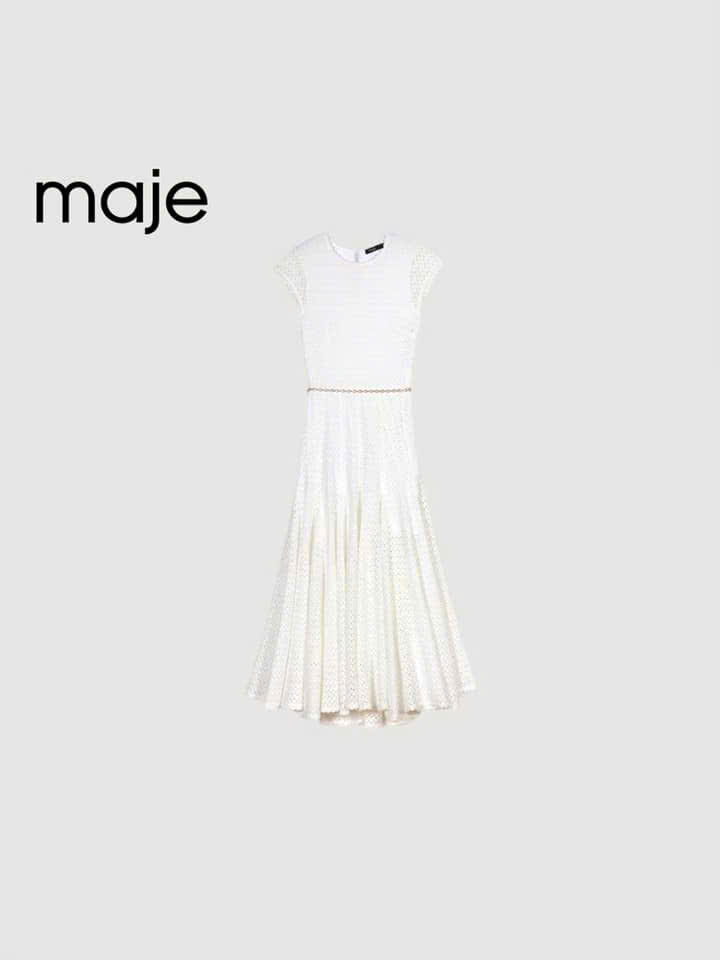 Đầm dài móc crochet ren hoa Maje