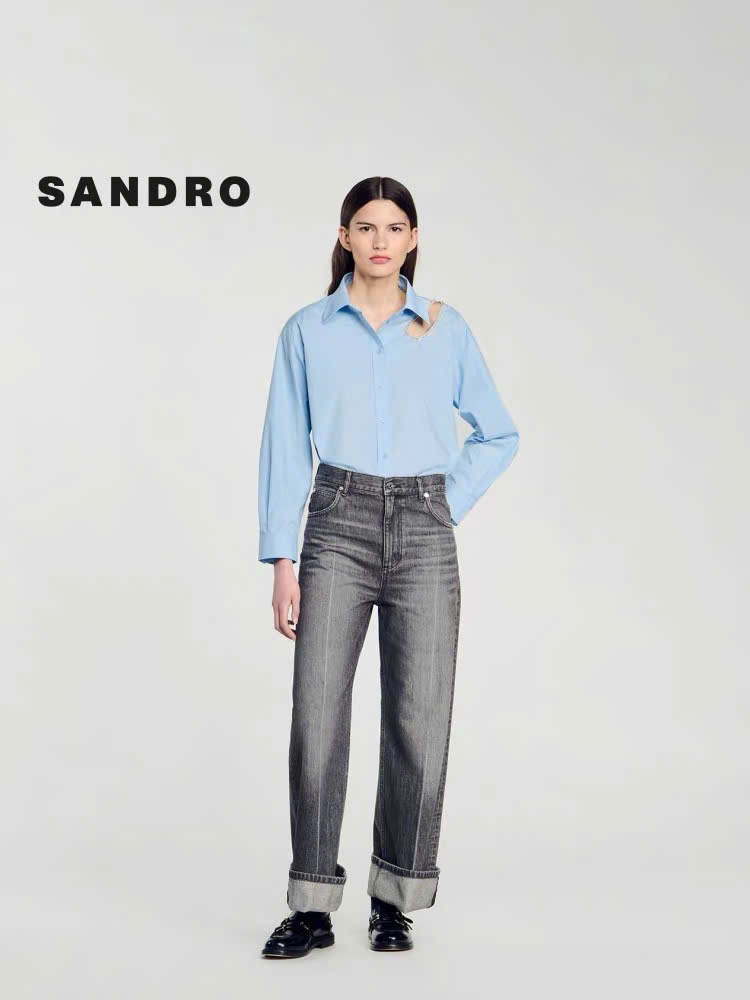 Sơ mi Sandro cổ đức khoét đá vai