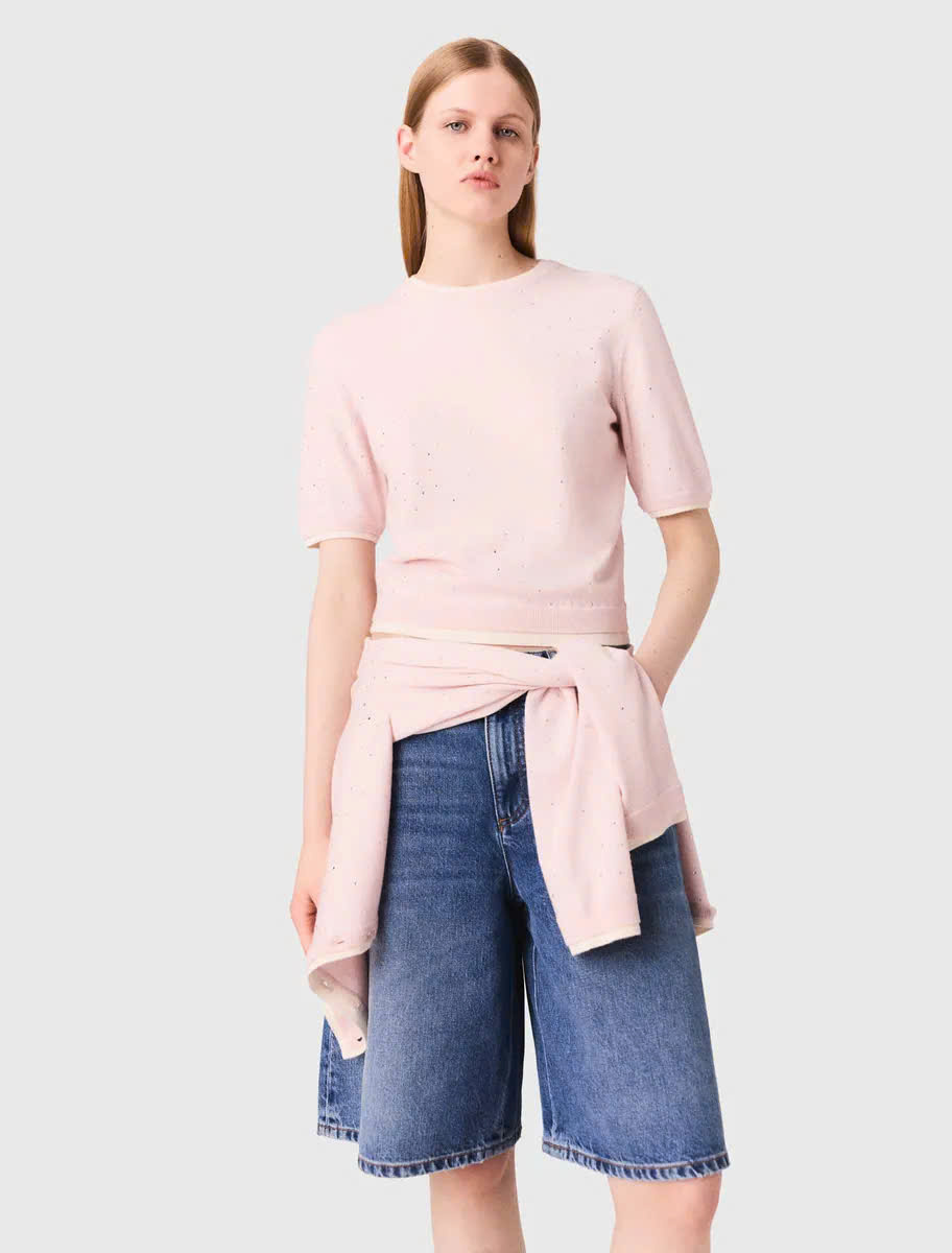 Áo len ngắn tay len wool