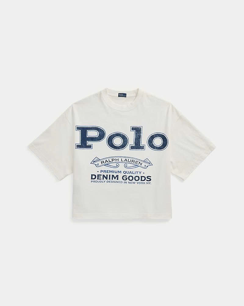 Áo thun Polo RL logo chữ dáng crop