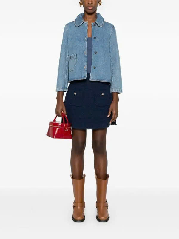 Áo khoác denim Ba&Sh cổ sen tuồn auth