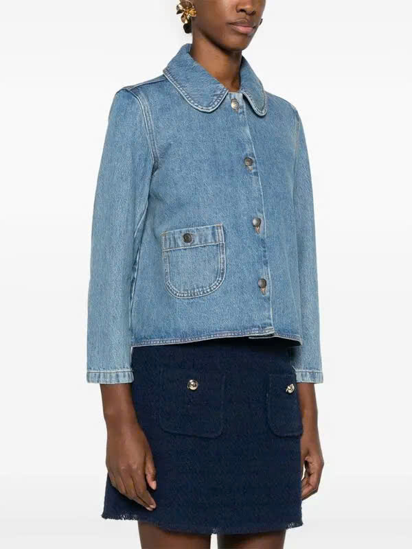 Áo khoác denim Ba&Sh cổ sen tuồn auth