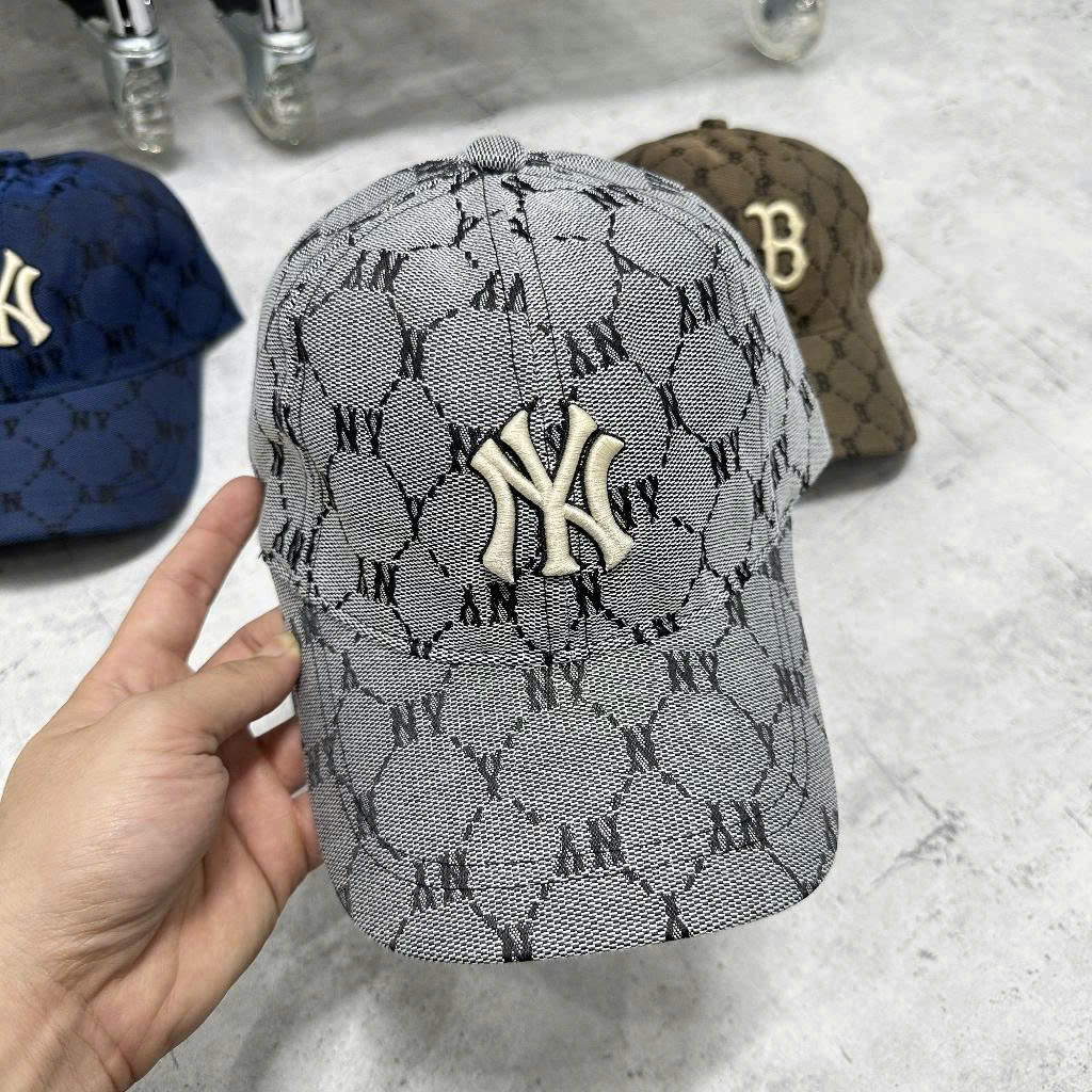 Mũ lưỡi chai MLB chất jean thô thêu logo 3 màu