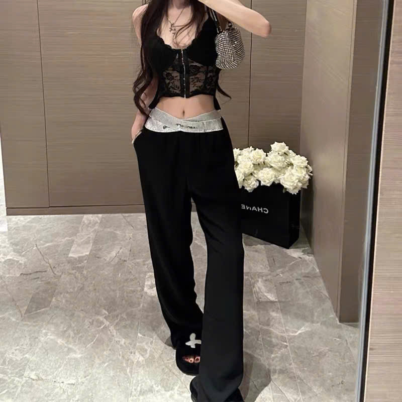 Quần lụa suông ALEXANDERWANG cạp trắng