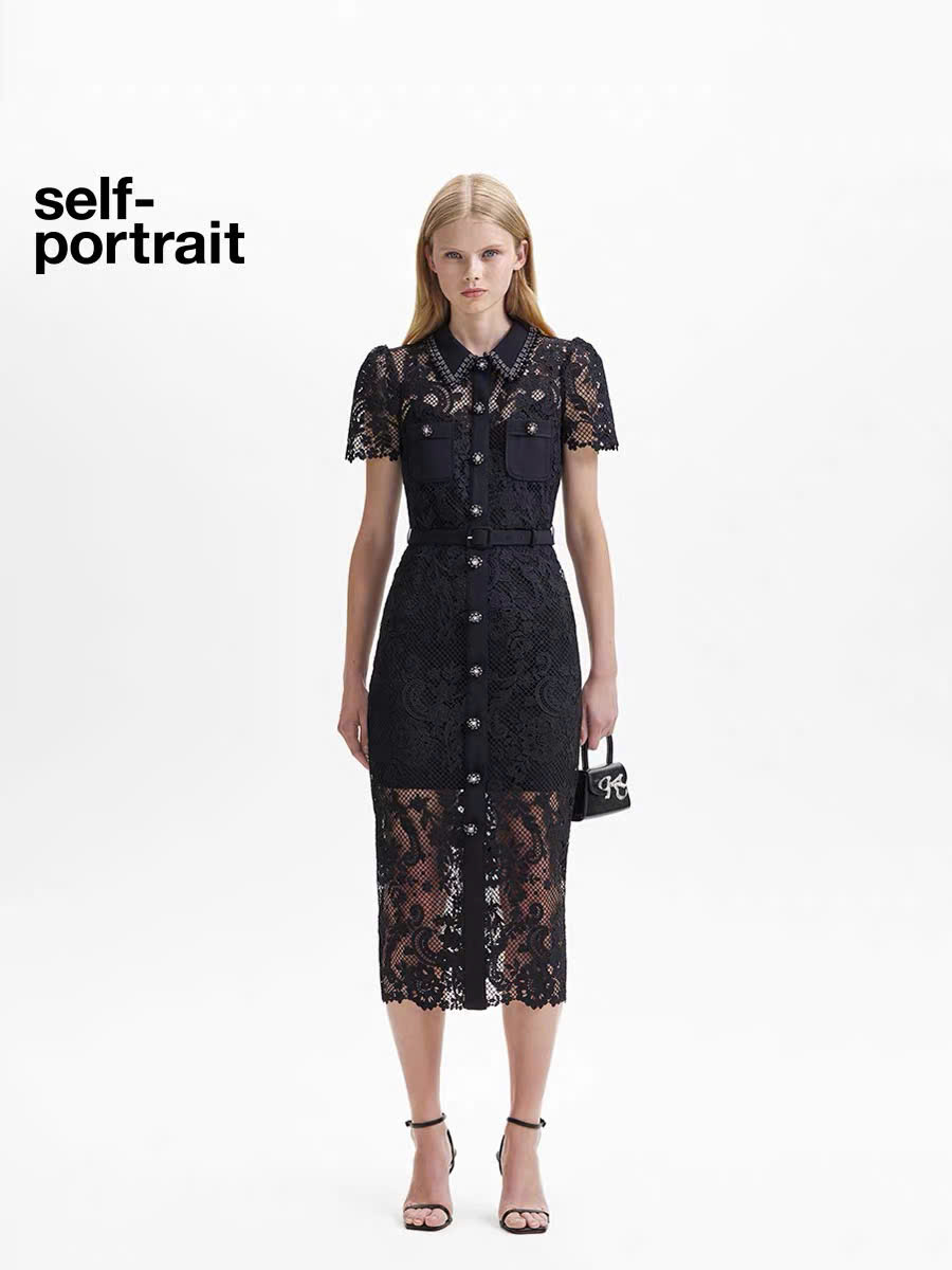 Váy Sel-Portrait ren 3D viền đá
