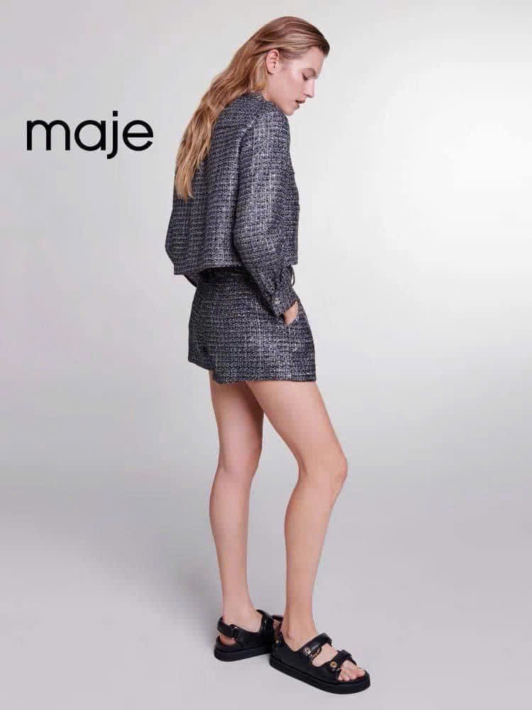 Set Maje vải tuýt kim loại đính sequin