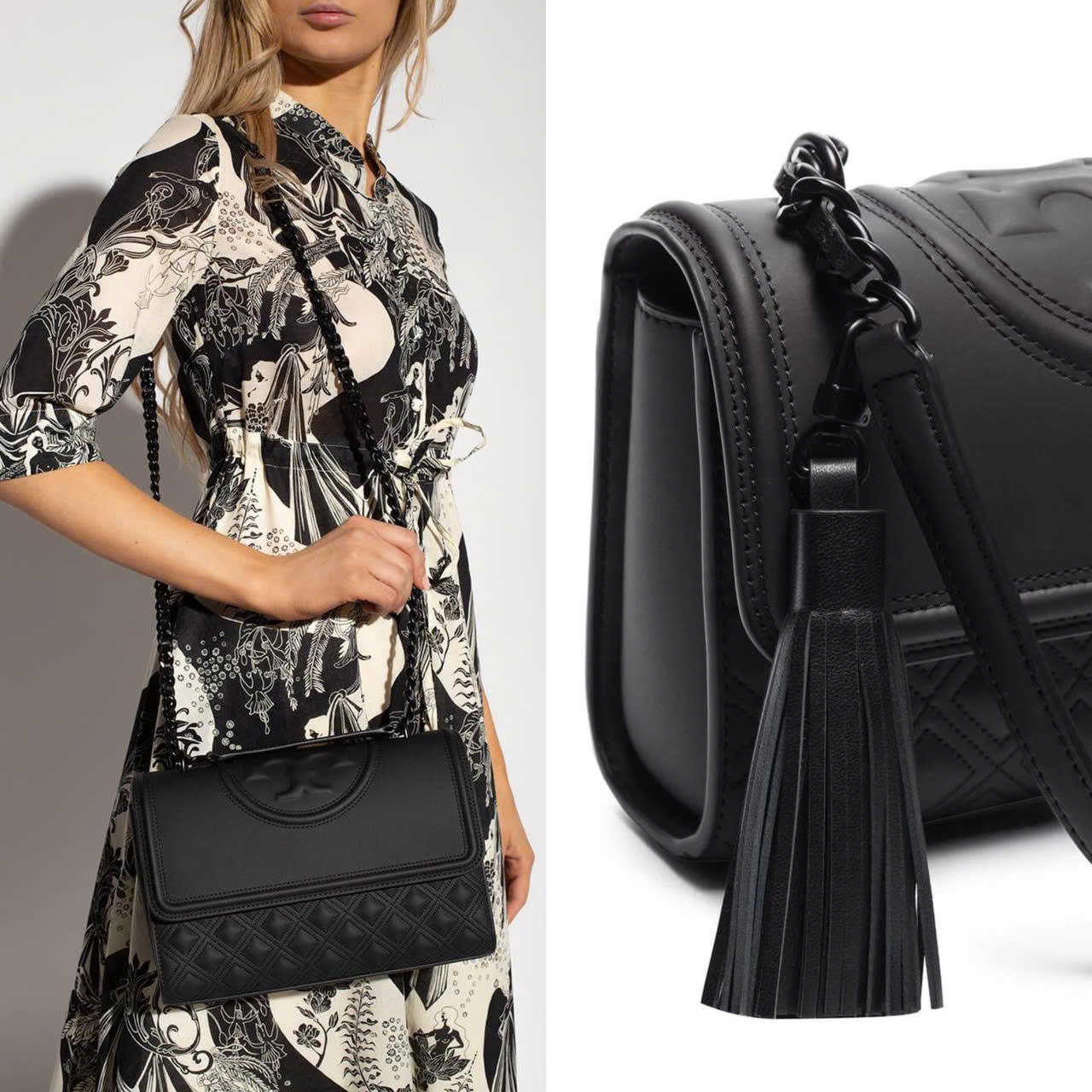 Túi Tory Burch đen chì Sz nhỏ
