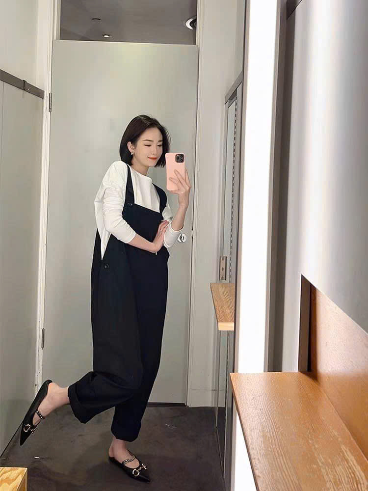 Quần yếm COS đen túi hộp