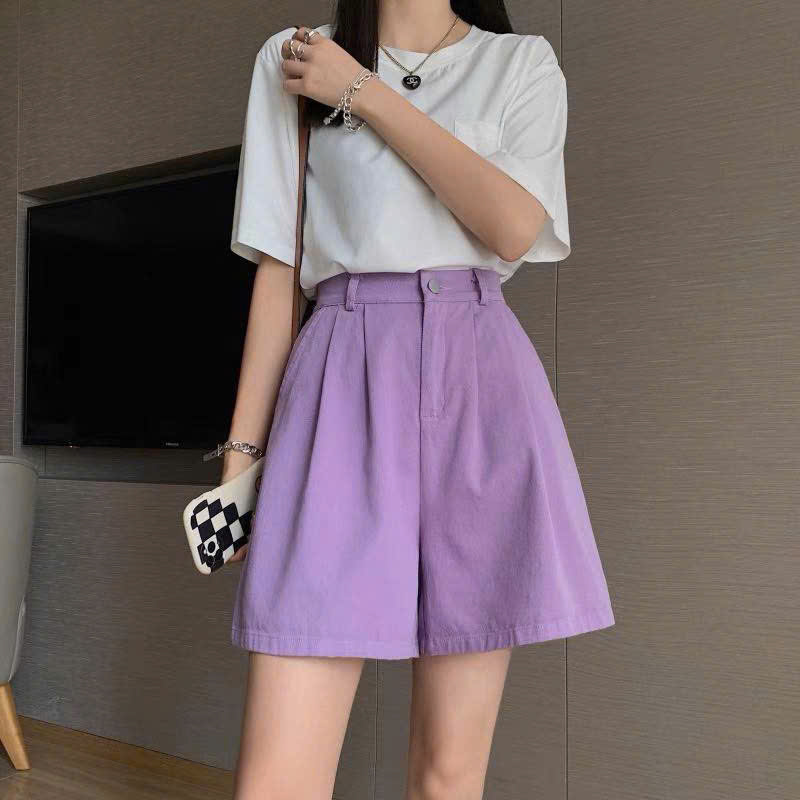 Short đũi Zara tím cạp cao
