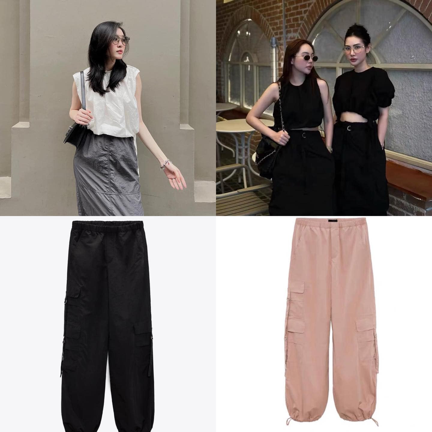 Quần baggy Zara khaki túi hộp