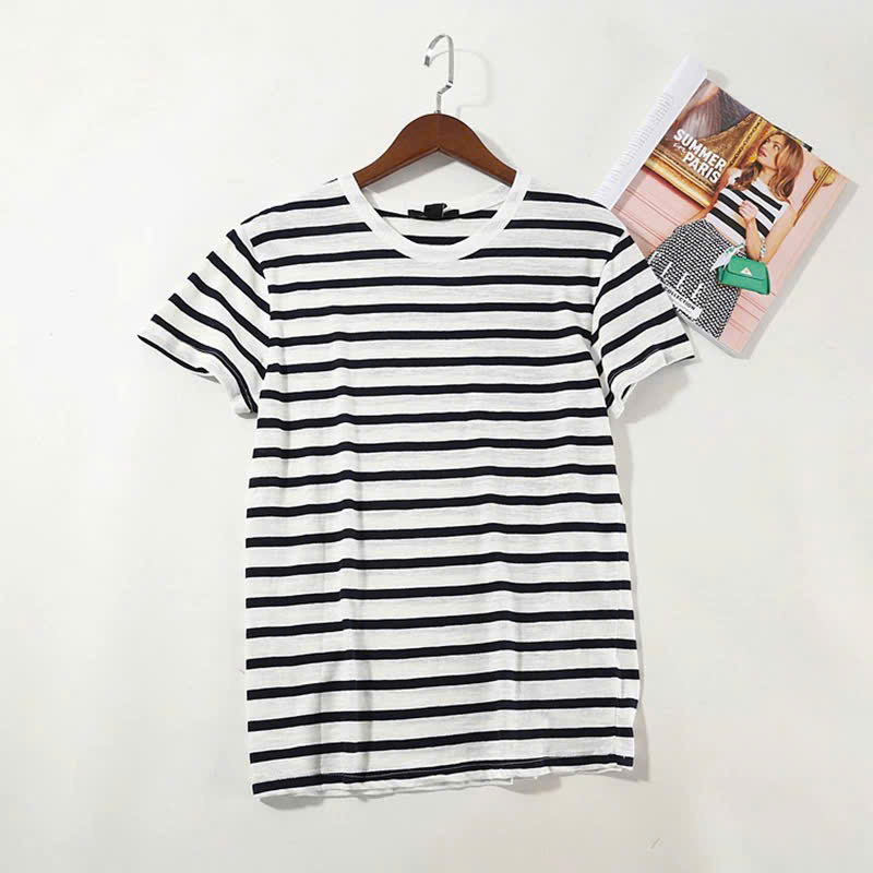 Top Massimo Dutti kẻ ngang cổ tròn