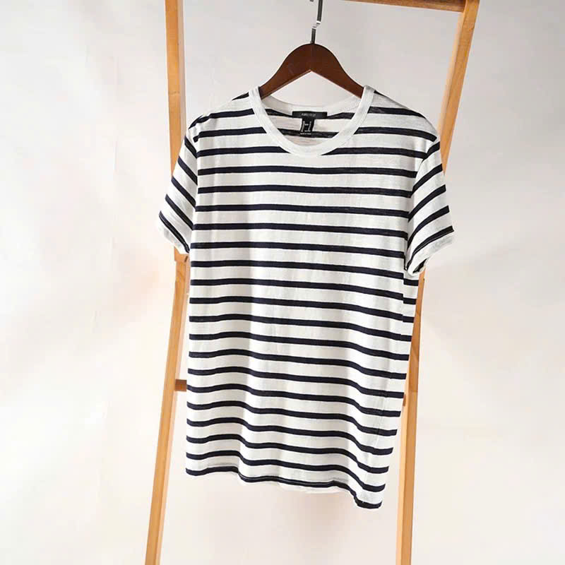 Top Massimo Dutti kẻ ngang cổ tròn