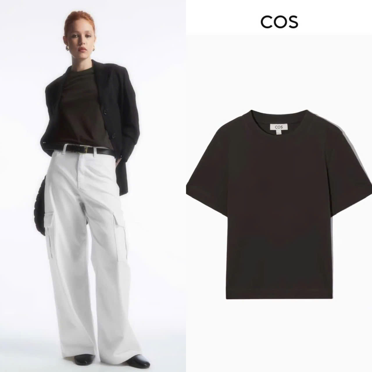 T-shirt COS trắng trơn dáng suông
