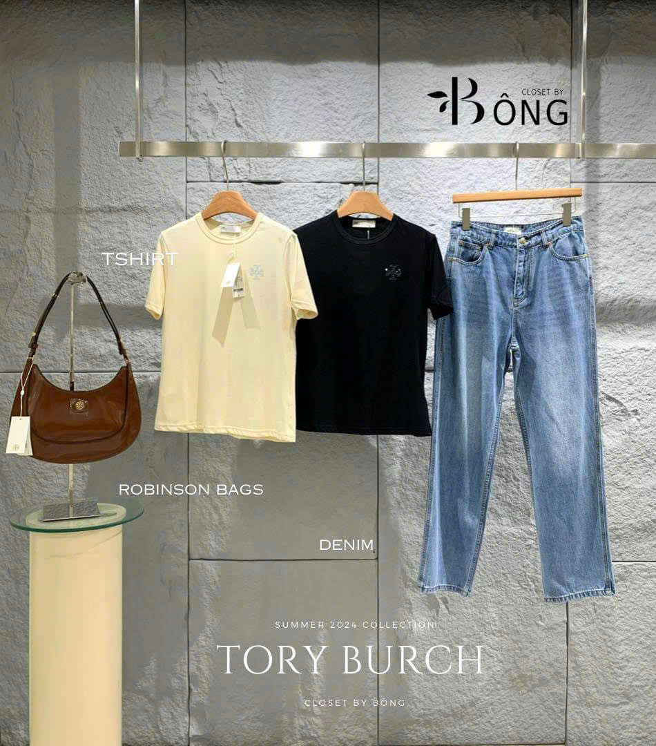 Tshirt Tory Burch cổ tròn logo ngực