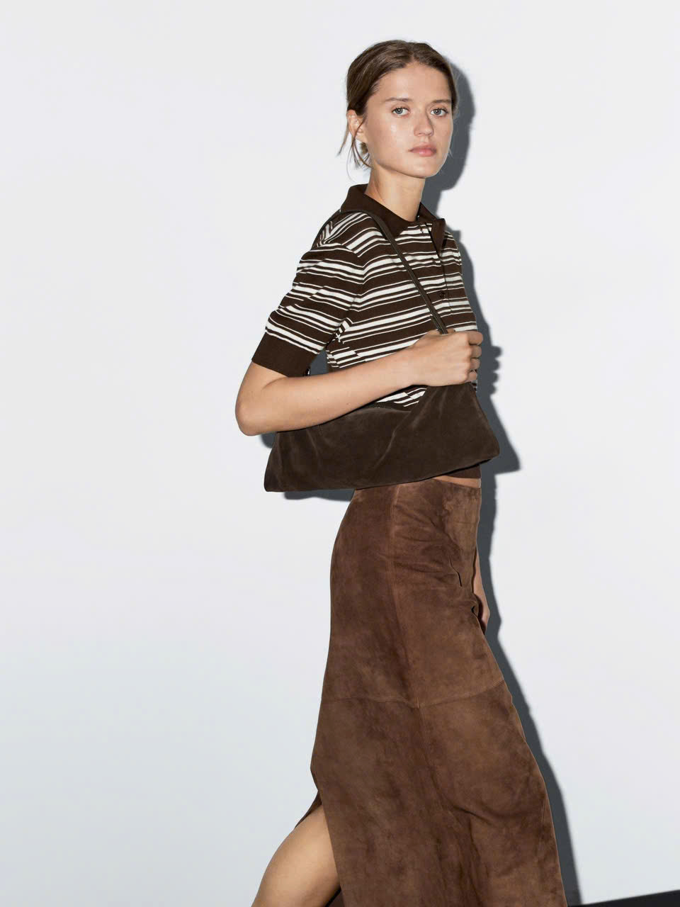 Áo len montoghi Massimo dutti kẻ ngang cổ bẻ