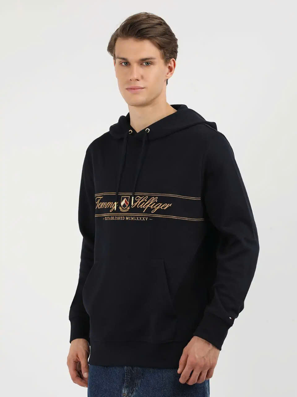 Áo hoodie Tommy thêu chữ dập nổi ngực  màu