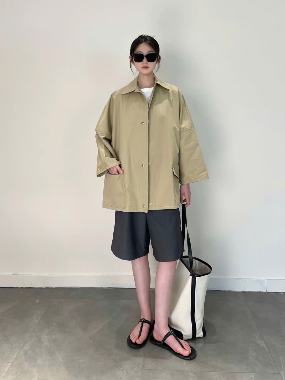 Trendcoat khaki dáng loose