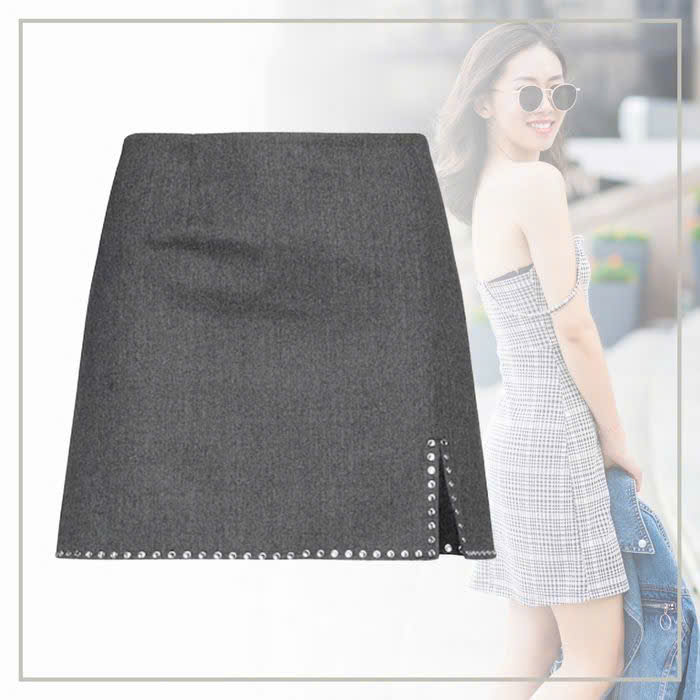 Set dạ Blazer Sandro đính đá bling màu lông chuột