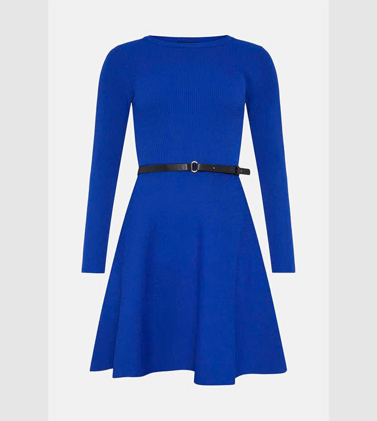 Váy Mini Cổ Tròn Đan Sợi Viscose