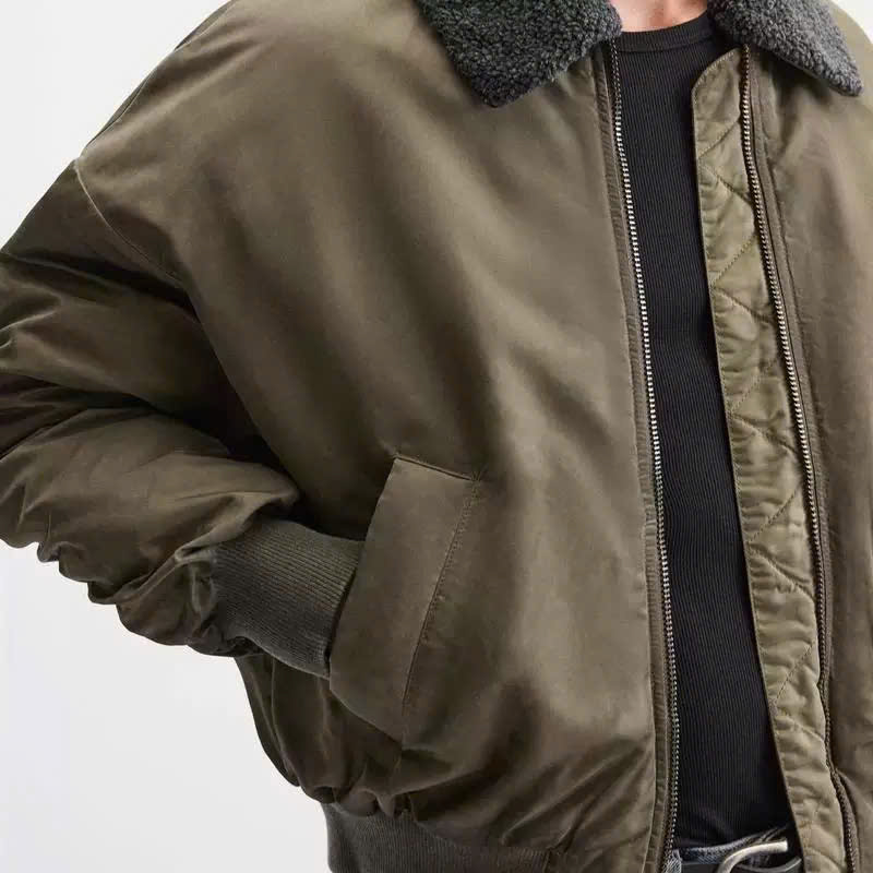 Jacket bomber Zara Man cổ lông