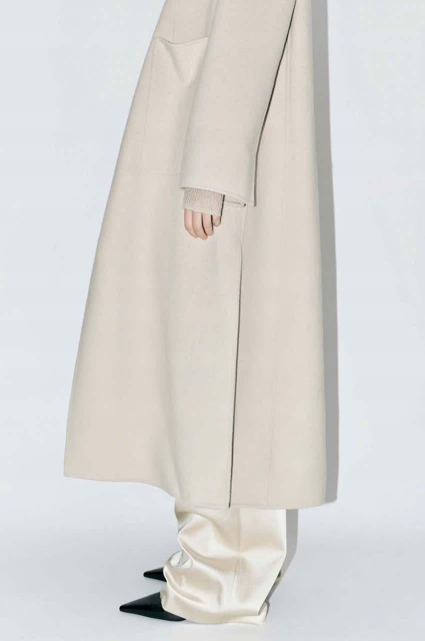 Coat Zara dạ handmade xẻ 2 bên hông
