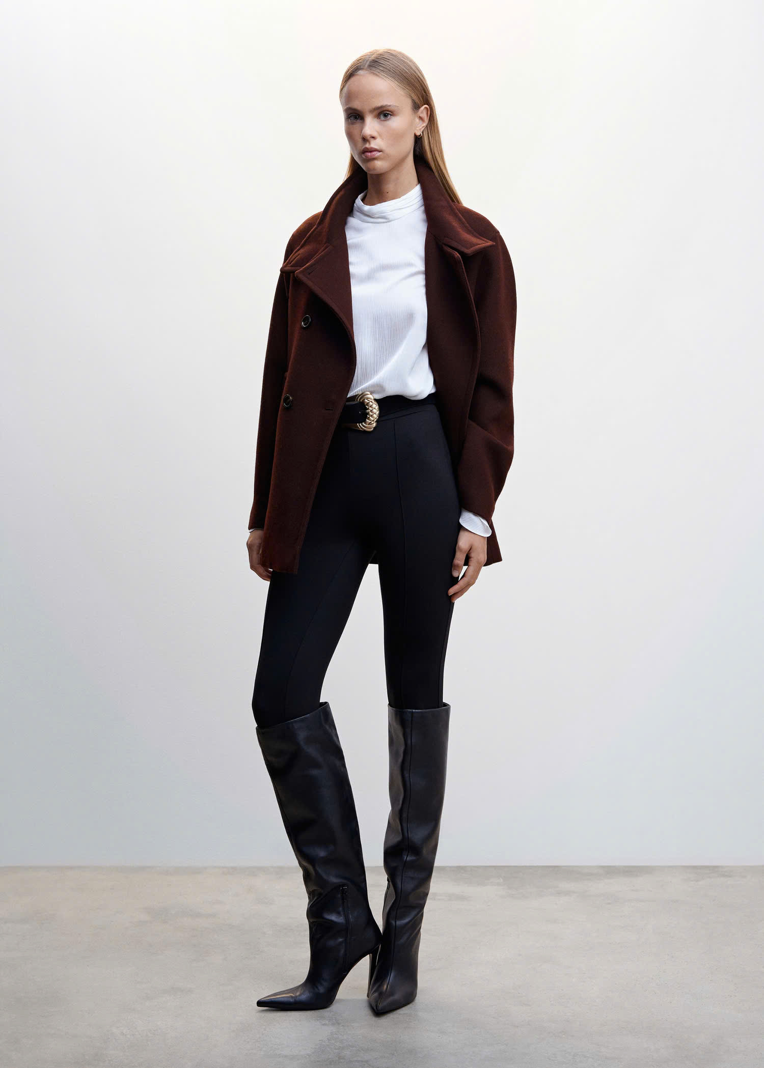 Coat dạ MNG 2 hàng khuy 2 màu