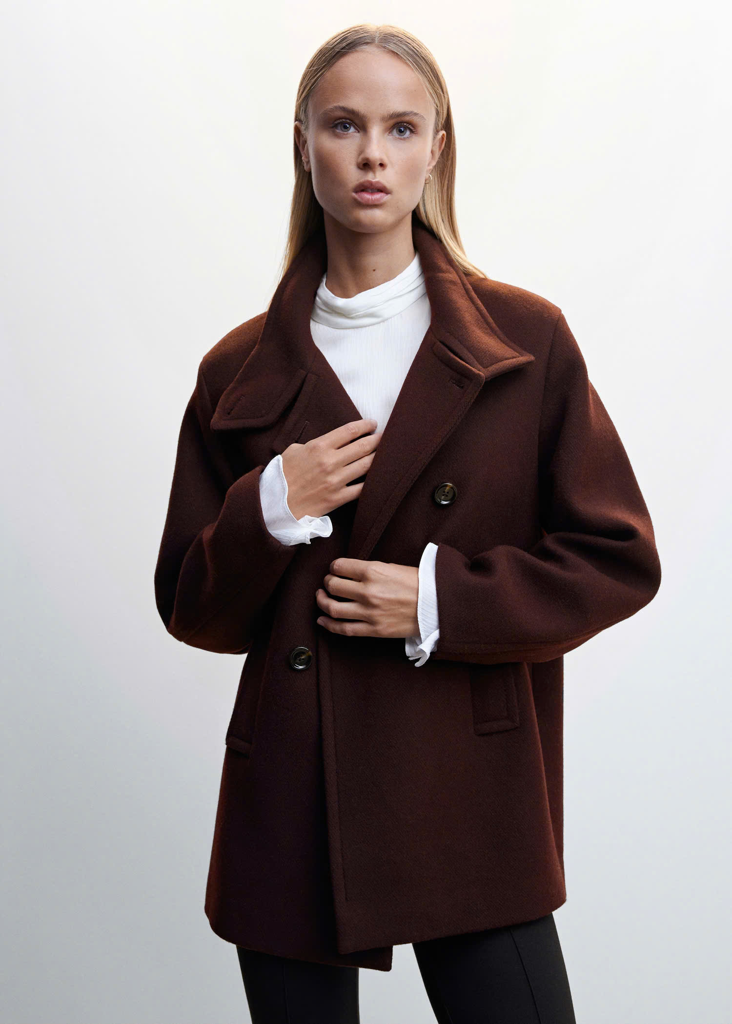 Coat dạ MNG 2 hàng khuy 2 màu